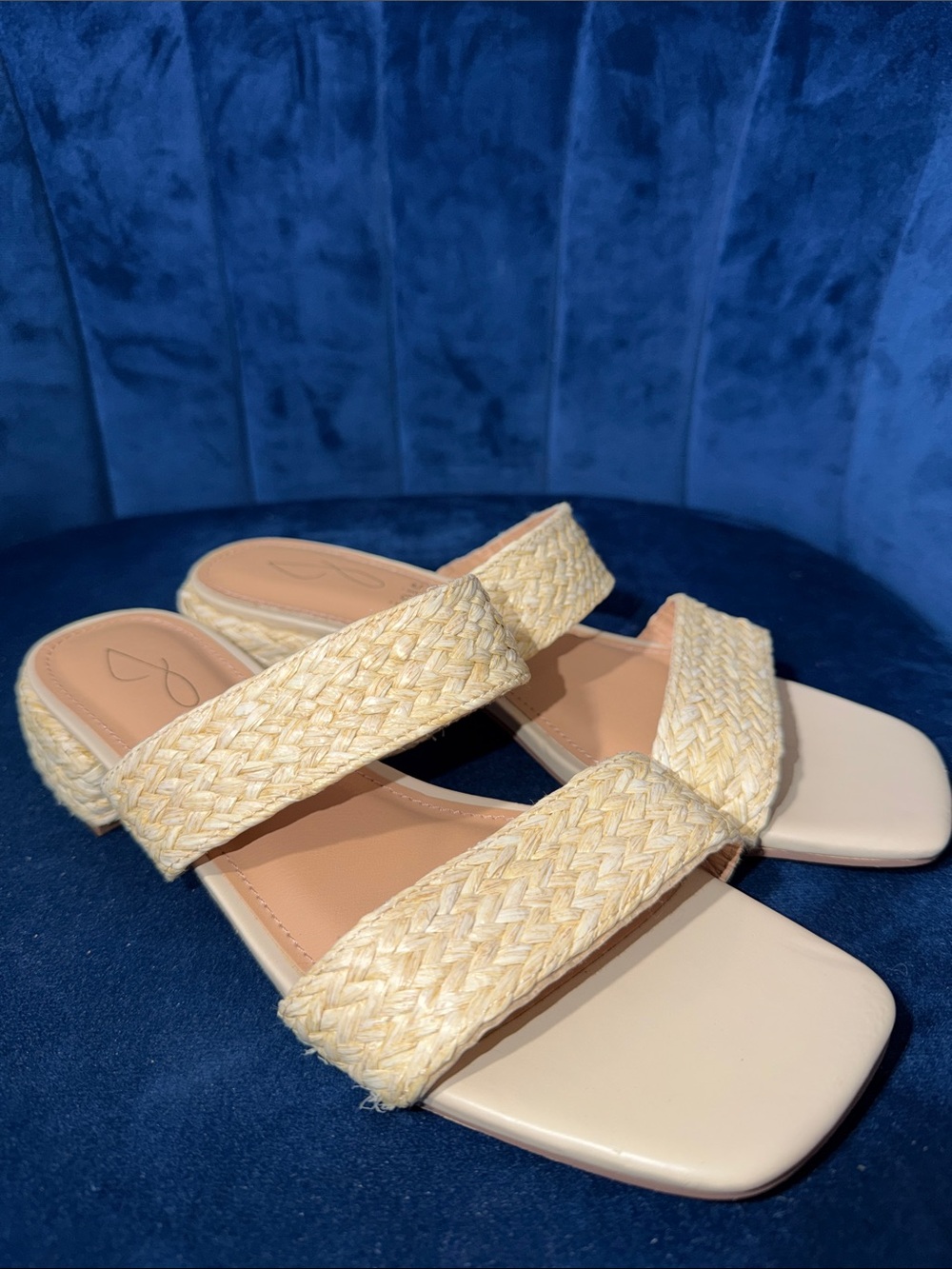 Joie Woven Double-Strap Slide Sandals in Natural Size 8